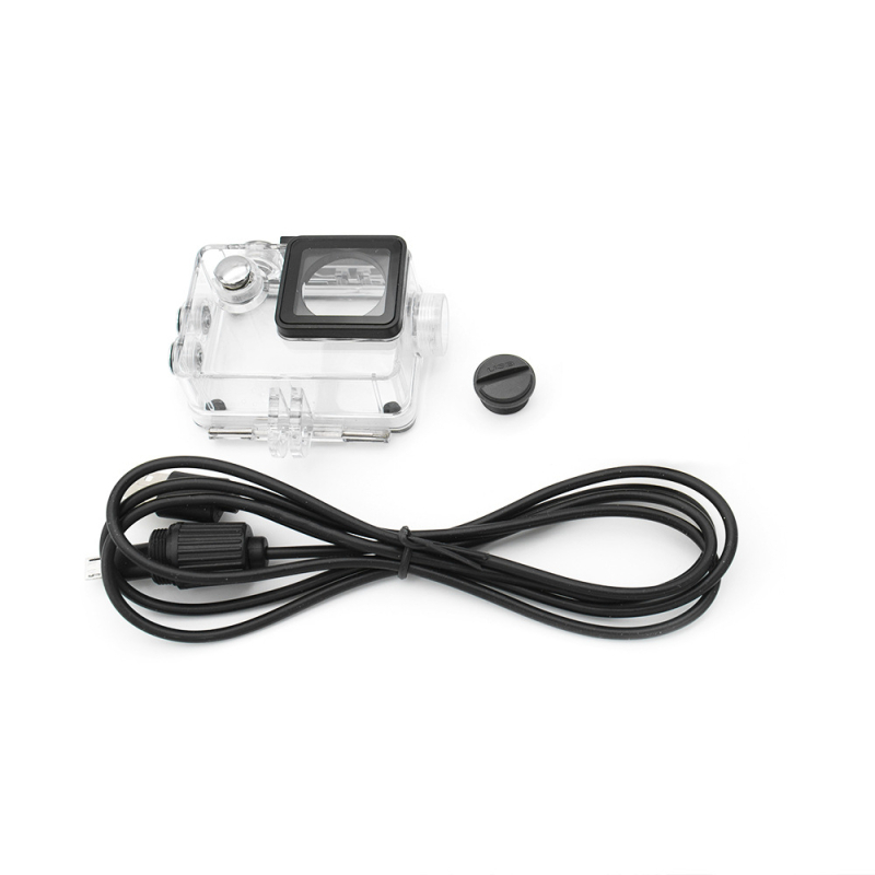 Carcasă impermeabilă SJ4000 Type B pentru cameră de acțiune — încărcare laterală și înregistrare, material ABS, pachetul include carcasa Type B, bază și cablu de date