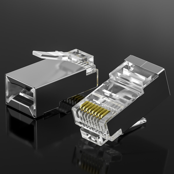 RJ45 Cat6 Shielded Crystal Head, Zeltīts, Tīrs varš, 8P8C