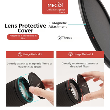 Mecoright magnetinis objektyvo dangtelis su filtro adapteriu, suderinamas su DSLR ir be veidrodinių kamerų