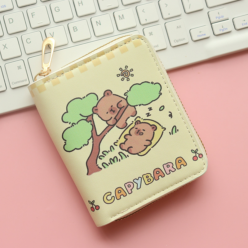 Novčanik sa zipom, kapibara karikatūra, PU koža, 1 preklop, gradski stil
