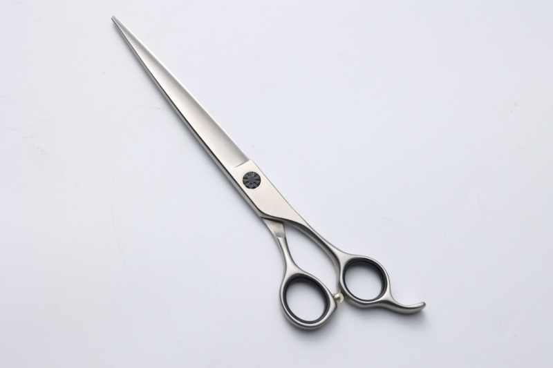 Hanchuang set de foarfece pentru animale de companie din oțel inoxidabil 440C, vârf curbat, lamă zimțată