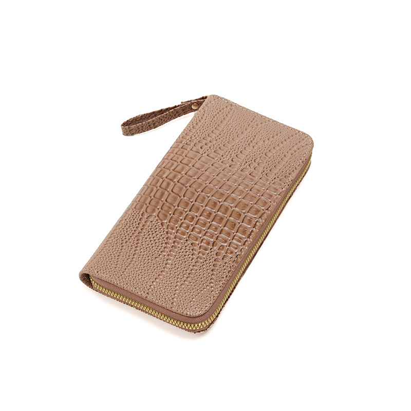 Дълъг дамски портфейл с дръжка за китка и карти слотове, PU материал, водоустойчив, ултралек, еднотонен дизайн