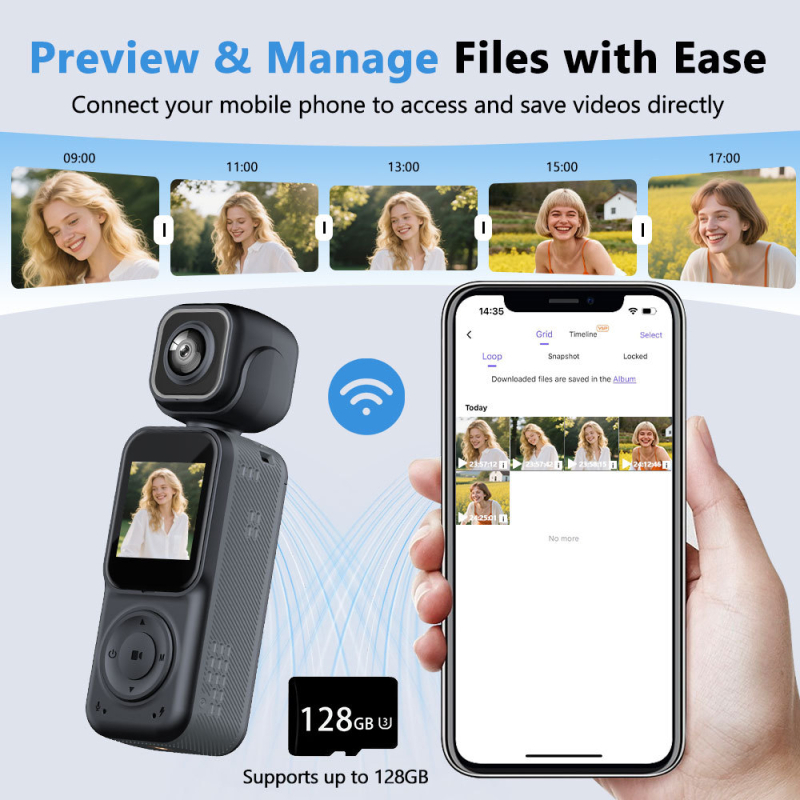 4K HD φορητή κάμερα με διπλό φακό και WiFi, clip κάμερα για αθλήματα, μοντέλο Q3, LCD 1.5 inch