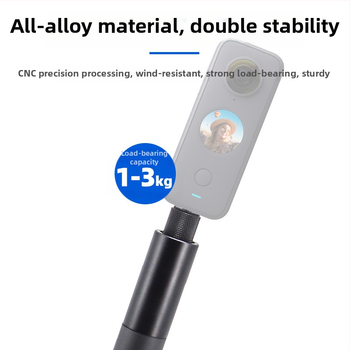 Baston selfie extensibil pentru Insta360 ONE R / X2 / EVO, mâner din aliaj de aluminiu, priză din burete și curea de încheietură; sarcină maximă 2–5 kg