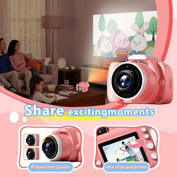 PALITO Laste projektsioonikaamera – 48 MP, TF mälu, sisseehitatud mini projektor, 5-tunnine aku tööiga