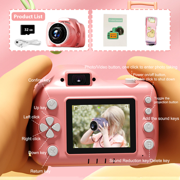 PALITO Laste projektsioonikaamera – 48 MP, TF mälu, sisseehitatud mini projektor, 5-tunnine aku tööiga