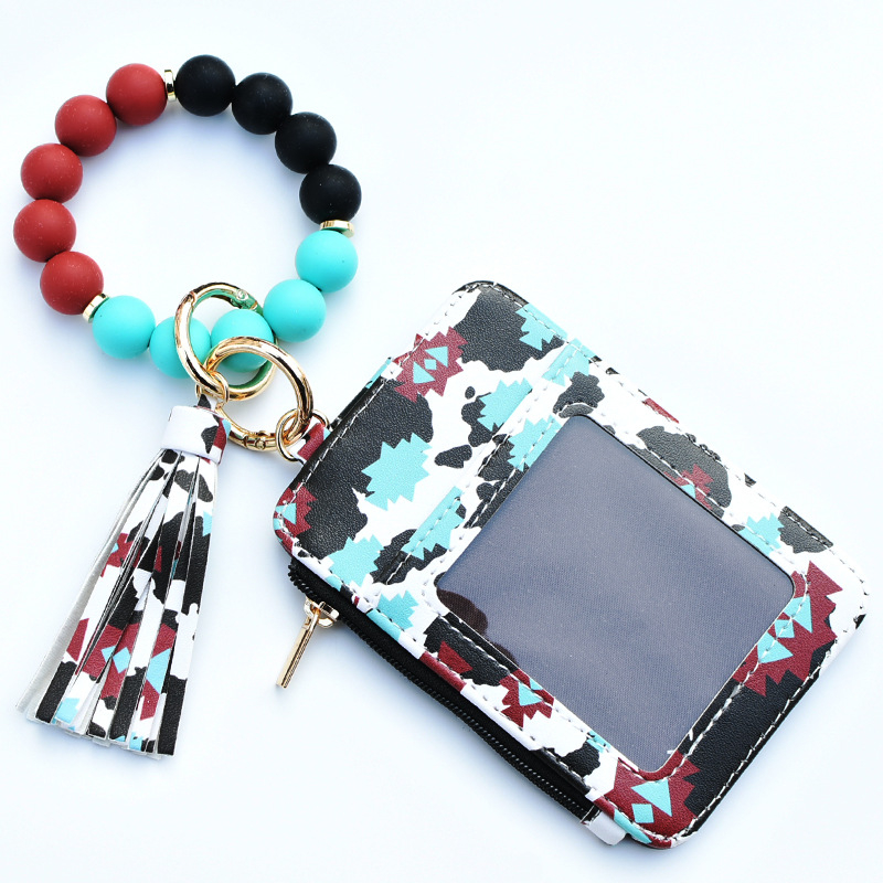 Дамски мултифункционален портфейл за монети и карти, Gu Zi, PU кожа, геометричен модел, стил уличен тренд
