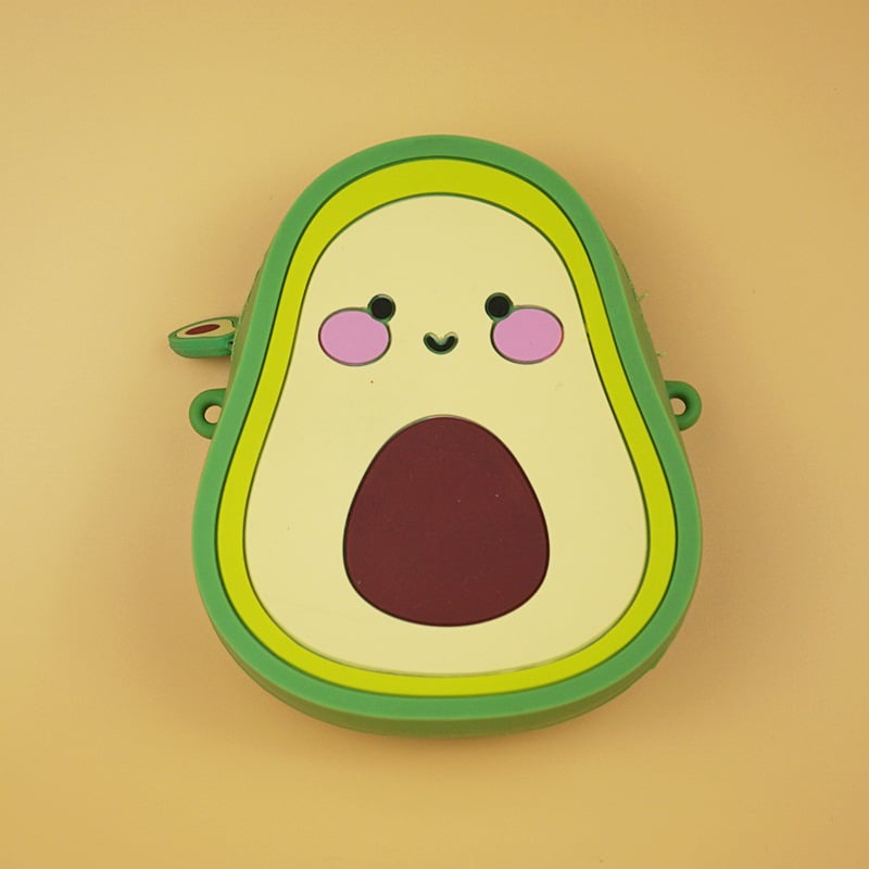 Силиконова авокадо чанта през кръст за монети, плоден принт, унисекс, портфейл с една сгъвка, водоустойчива и разширяваща се