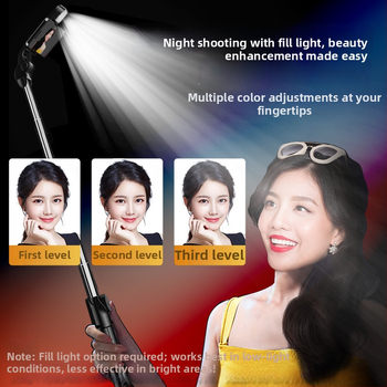 XT02 Bluetooth selfie tyč pre mobily, s integrovaným živým vysielaním a fotografovaním, univerzálna kompatibilita, diaľkové ovládanie, podsvietenie