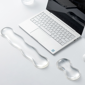 Прозрачна подложка за китката към мишката с дизайн на водна капка, нехлъзгаща се, естествен каучук, за офис и лаптоп