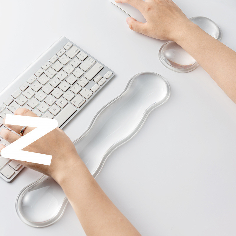 Прозрачна подложка за китката към мишката с дизайн на водна капка, нехлъзгаща се, естествен каучук, за офис и лаптоп