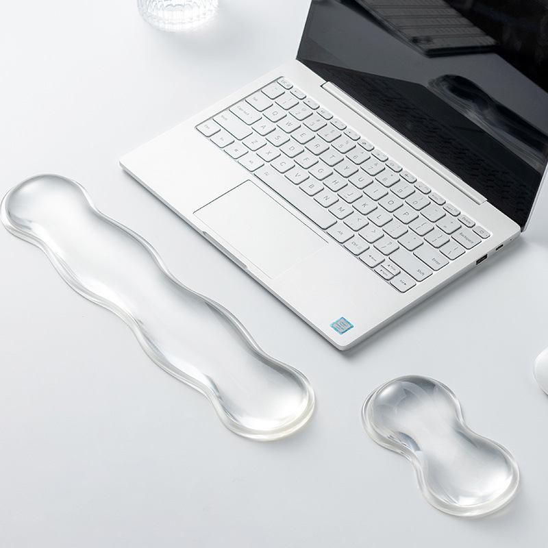 Прозрачна подложка за китката към мишката с дизайн на водна капка, нехлъзгаща се, естествен каучук, за офис и лаптоп