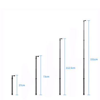 Monopod selfie din carbon cu 7 secțiuni, montaj 1/4 inch și interfețe duale, compatibil cu camere de acțiune și telefoane, sarcină maximă 2 kg