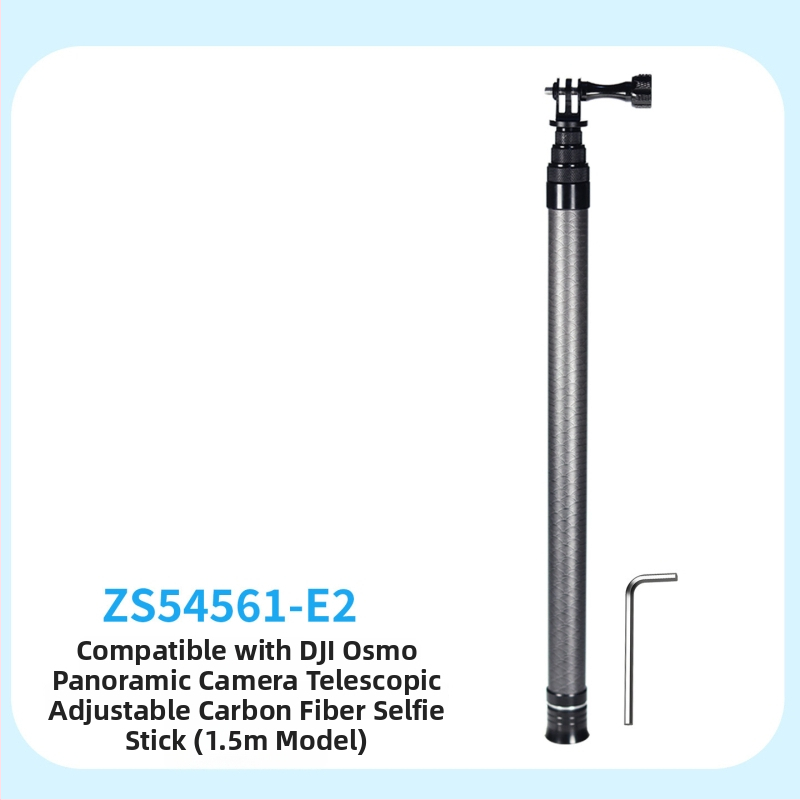 Monopod selfie din carbon cu 7 secțiuni, montaj 1/4 inch și interfețe duale, compatibil cu camere de acțiune și telefoane, sarcină maximă 2 kg
