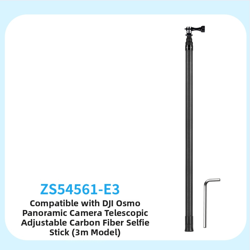Monopod selfie din carbon cu 7 secțiuni, montaj 1/4 inch și interfețe duale, compatibil cu camere de acțiune și telefoane, sarcină maximă 2 kg