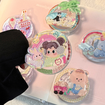 Suport de masă pentru telefon, acrilic, stil desen animat, tehnică de lipire aurie, compatibil cu o singură bază