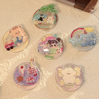 Suport de masă pentru telefon, acrilic, stil desen animat, tehnică de lipire aurie, compatibil cu o singură bază