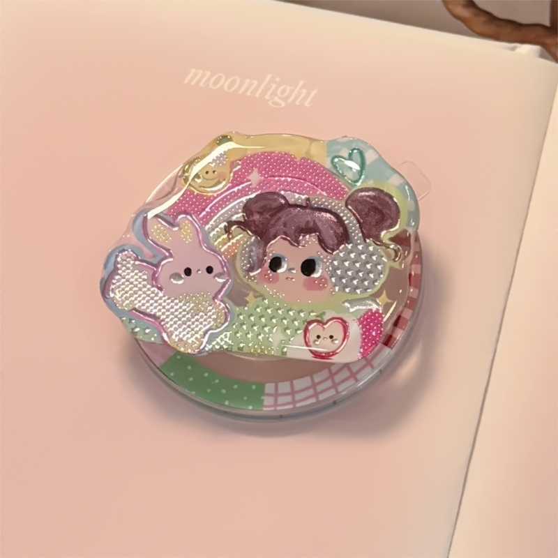 Suport de masă pentru telefon, acrilic, stil desen animat, tehnică de lipire aurie, compatibil cu o singură bază