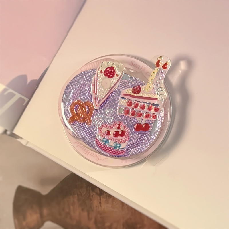 Suport de masă pentru telefon, acrilic, stil desen animat, tehnică de lipire aurie, compatibil cu o singură bază