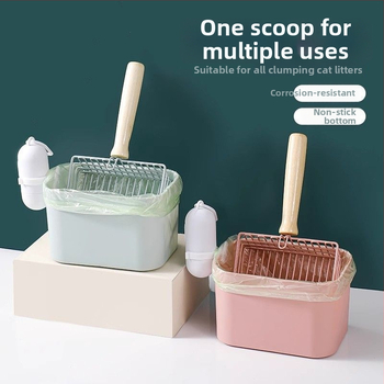 Lopată pentru nisip de pisică și coș de gunoi – 2 în 1, plastic, neimportat, fără cadou