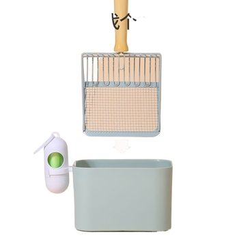 Lopată pentru nisip de pisică și coș de gunoi – 2 în 1, plastic, neimportat, fără cadou