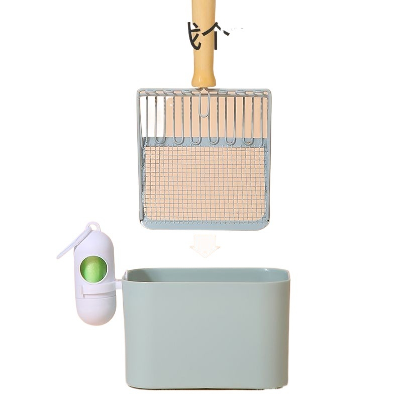 Lopată pentru nisip de pisică și coș de gunoi – 2 în 1, plastic, neimportat, fără cadou