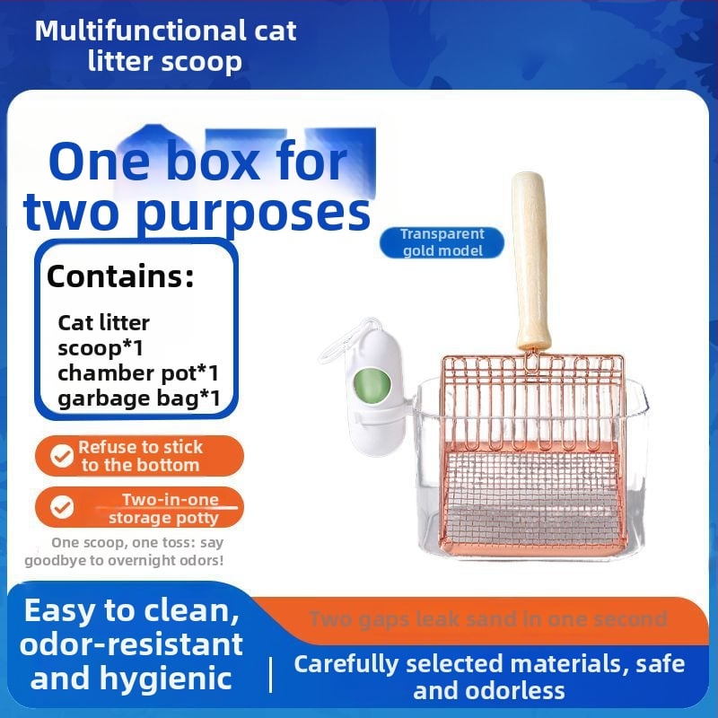 Lopată pentru nisip de pisică și coș de gunoi – 2 în 1, plastic, neimportat, fără cadou