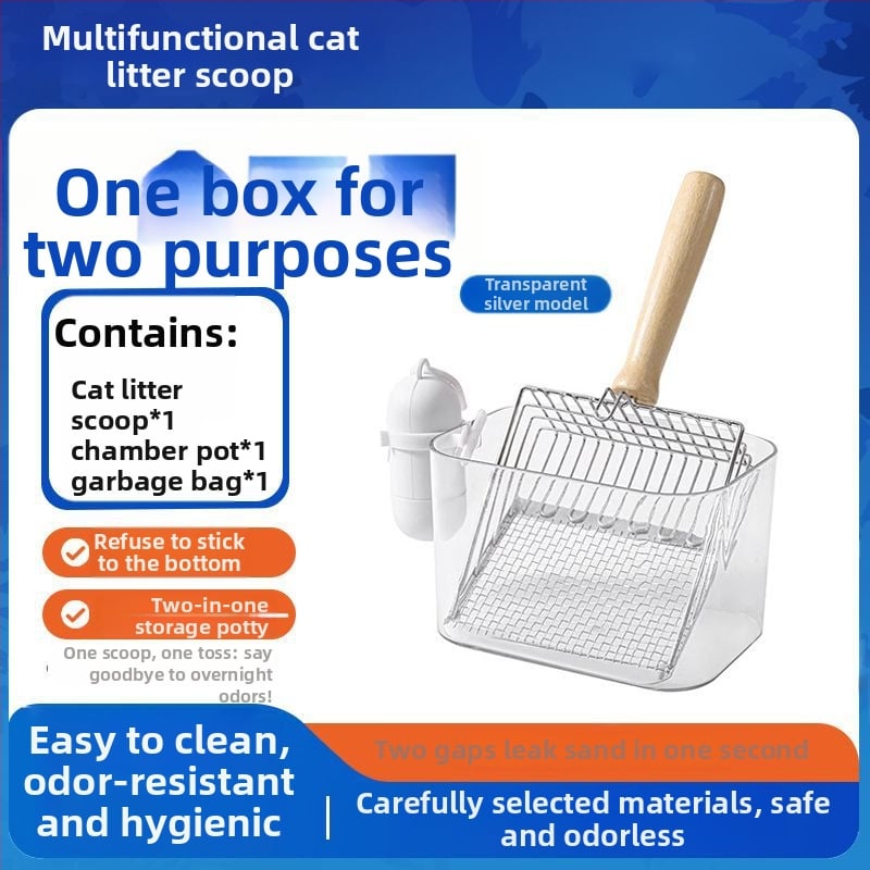 Lopată pentru nisip de pisică și coș de gunoi – 2 în 1, plastic, neimportat, fără cadou