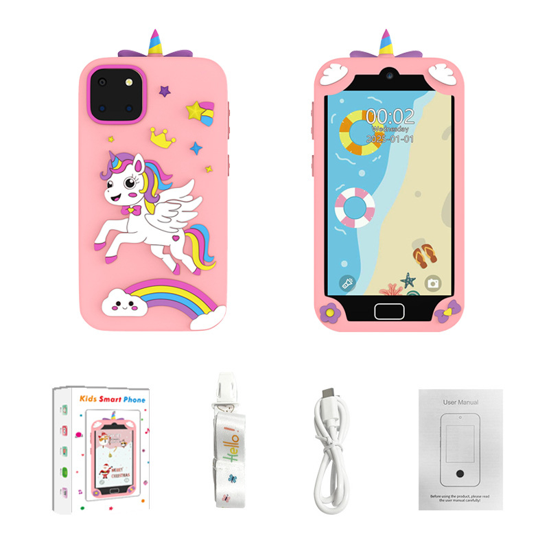 Детска камера H1 с тема единорог, сенсор до 1 МР, TF карта за съхранение, корпус от ABS пластмаса и силикон, живот на батерията 1–3 ч., функции: снимане, видео, игри, филтри, стикер за снимки