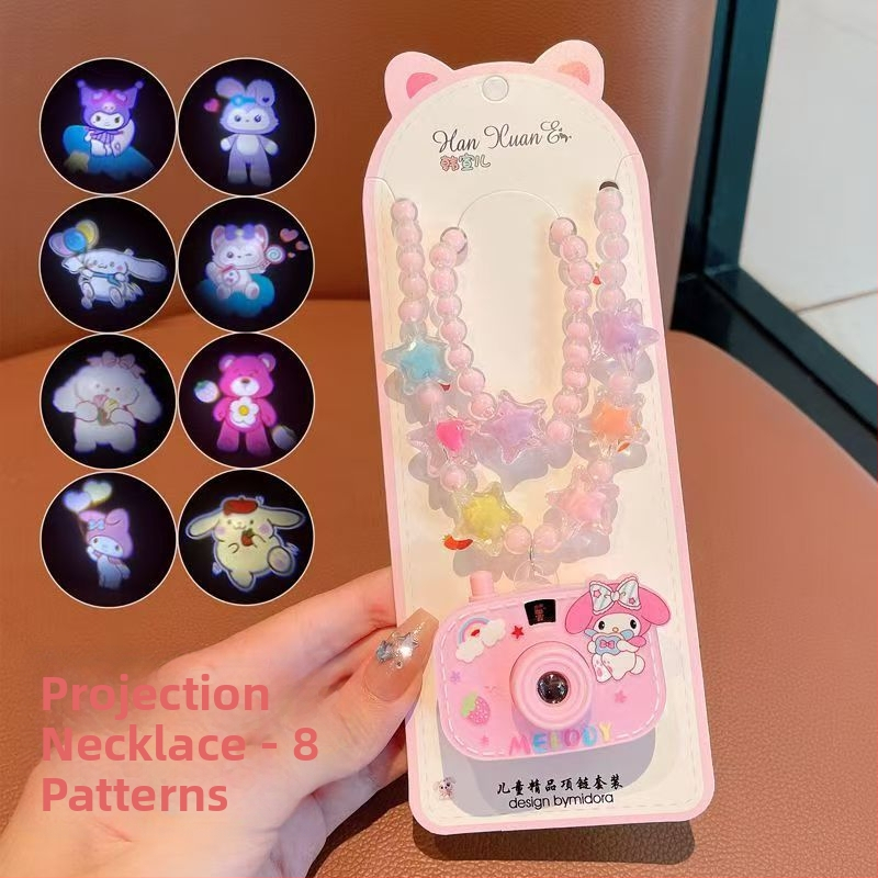 Mini náhrdelník s projekčnou kamerou pre dievčatá – svetelná plastová hračka