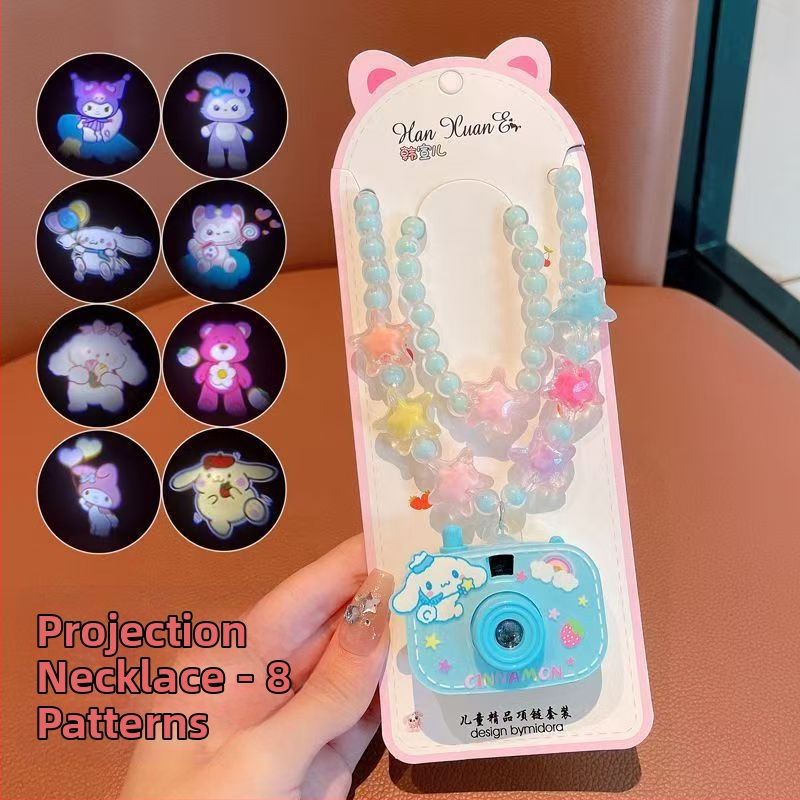 Mini náhrdelník s projekčnou kamerou pre dievčatá – svetelná plastová hračka