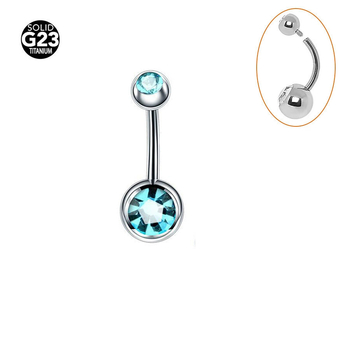 Διασυνοριακό, best-seller εσωτερικό τρύπημα στον αφαλό από κράμα τιτανίου G23, διπλής όψης, με διαμάντι και ζιρκονία