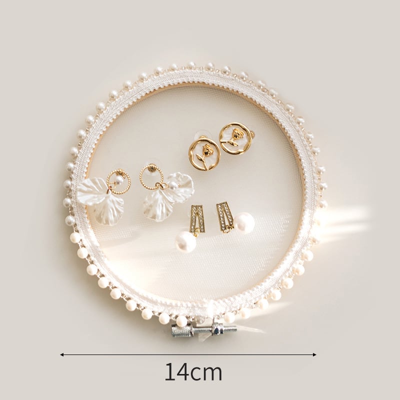 Стойка за обици от бамбук, кръгъл дизайн, едно ниво, скандинавски стил, ръчна изработка