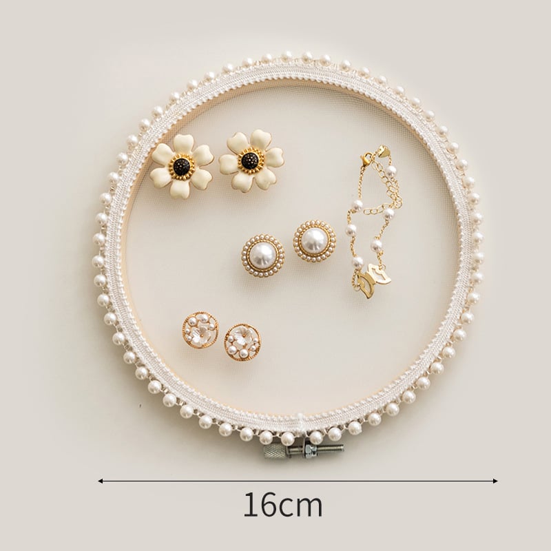 Стойка за обици от бамбук, кръгъл дизайн, едно ниво, скандинавски стил, ръчна изработка