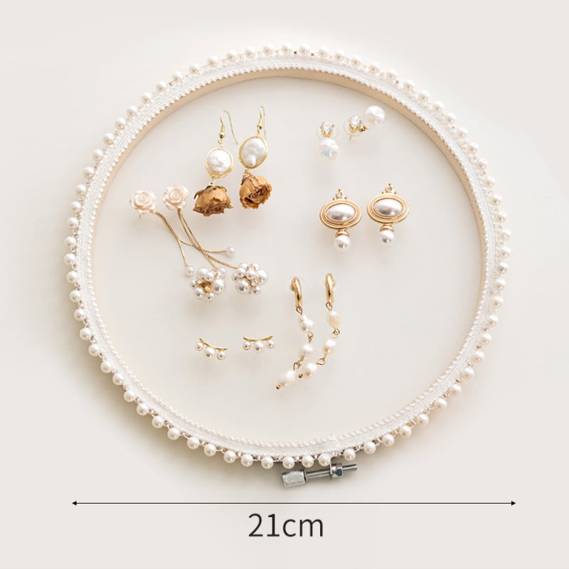 Стойка за обици от бамбук, кръгъл дизайн, едно ниво, скандинавски стил, ръчна изработка