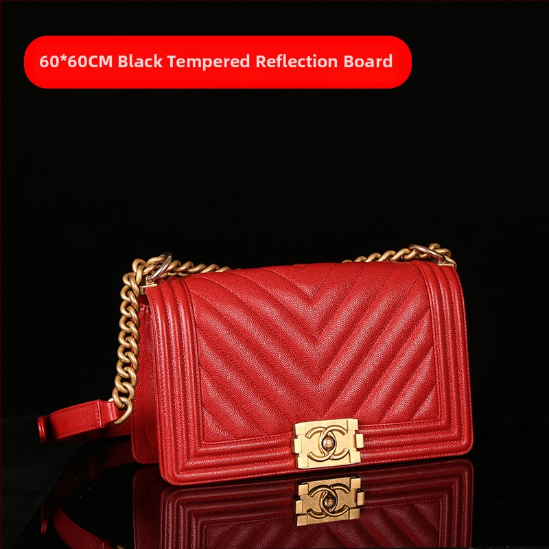 Temperēta stikla fona panelis ar reflektoru, 5 mm biezums, svars 5,3 kg, piemērots preču fotografēšanai