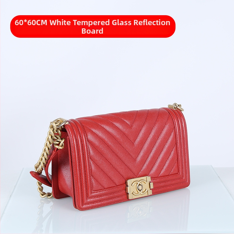 Temperēta stikla fona panelis ar reflektoru, 5 mm biezums, svars 5,3 kg, piemērots preču fotografēšanai