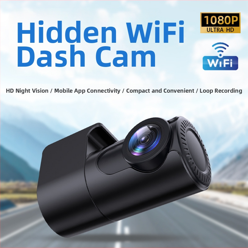 DVR ascuns pentru mașină cu 1080p, vedere nocturnă, unghi de 140°, Wi‑Fi, înregistrare în buclă