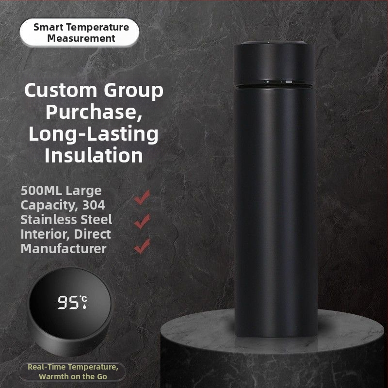 Termosinis puodelis su 304 nerūdijančio plieno vidiniu bakeliu, išorinis 201 nerūdijančio plieno korpusas, izoliacija 6–12 valandų, arbatų ir vandens atskyrimas, išmanus valdymas su temperatūros matavimu