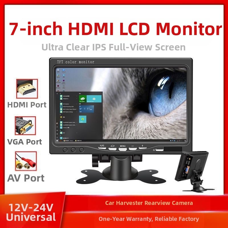 Display de monitorizare de 7 inchi și display auto HD de 10 inchi, HDMI și VGA, imagine inversă, televizor mic