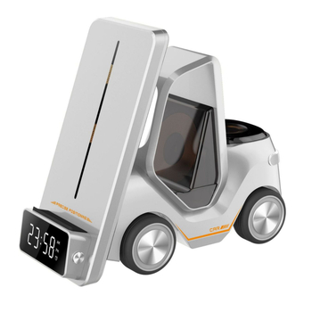 Φορτιστής γραφείου σε σχήμα αυτοκινήτου, 3-σε-1 φόρτιση για ρολόι και ασύρματα ακουστικά, έξοδος 15W, QC3.0, μαγνητική φόρτιση, ψηφιακή οθόνη