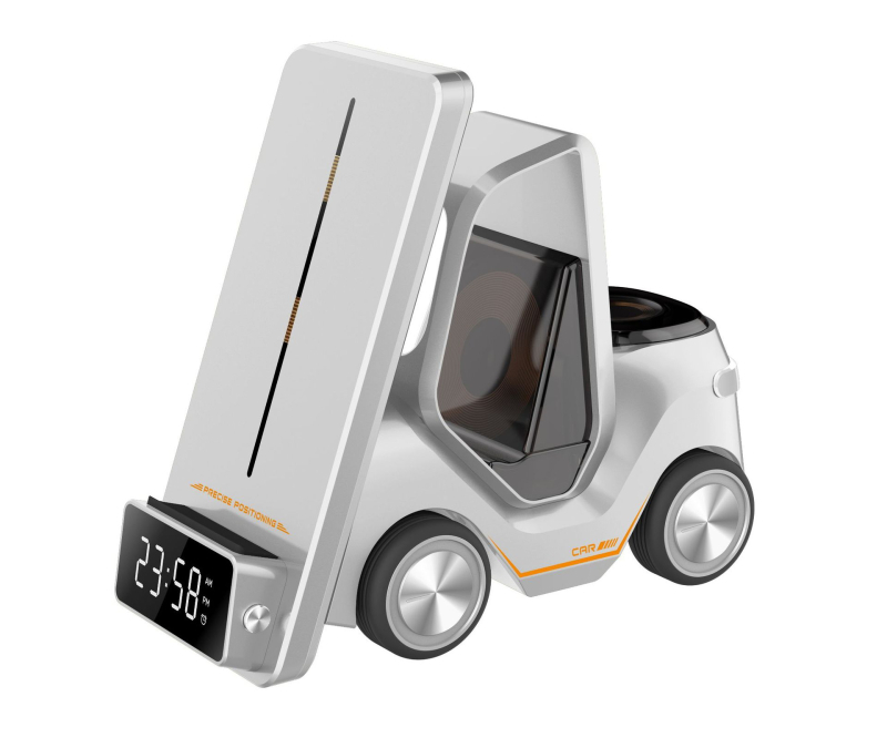 Φορτιστής γραφείου σε σχήμα αυτοκινήτου, 3-σε-1 φόρτιση για ρολόι και ασύρματα ακουστικά, έξοδος 15W, QC3.0, μαγνητική φόρτιση, ψηφιακή οθόνη