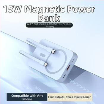 Magnetinis belaidis įkrovimo powerbankas, 10 000 mAh, 22,5 W PD2.0, su kabeliu ir nešiojamu stovu