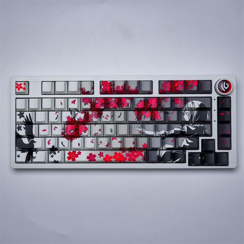 Sakura Makima Anime set capace PBT pentru tastatură mecanică, gravură laterală, transparent, compatibil cu iluminare RGB, pentru layout-uri 87/108/68/75, peste 98 taste