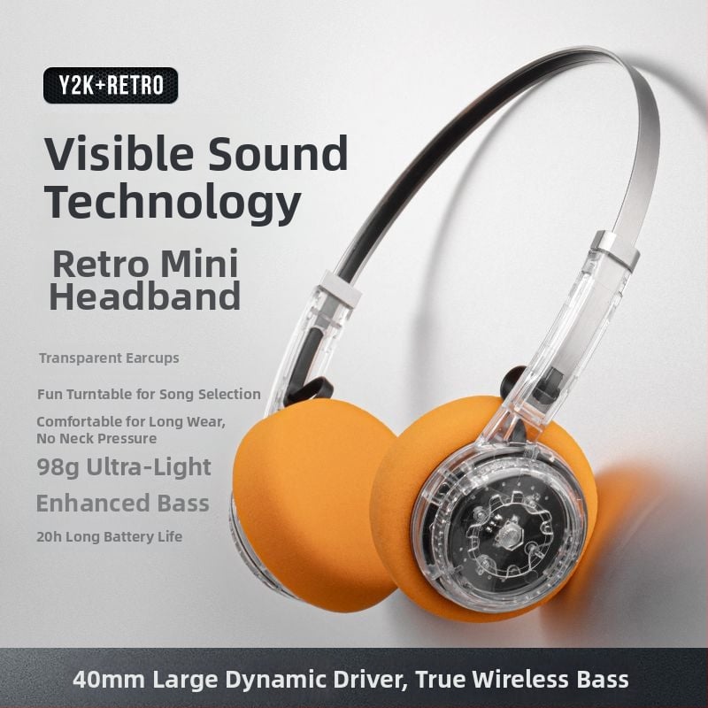 Cască Bluetooth metalică cu stil retro pentru cap, stereo, BT 5.4, rază de 10 m, baterie peste 8 ore, cip Jerry, latență scăzută pentru gaming