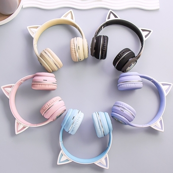 Bluetooth slušalice s mačjim ušima, podrška za memorijsku karticu, domet 15 m, Bluetooth 5.4, pulsirajuće svjetlo, trajanje baterije više od 8 sati