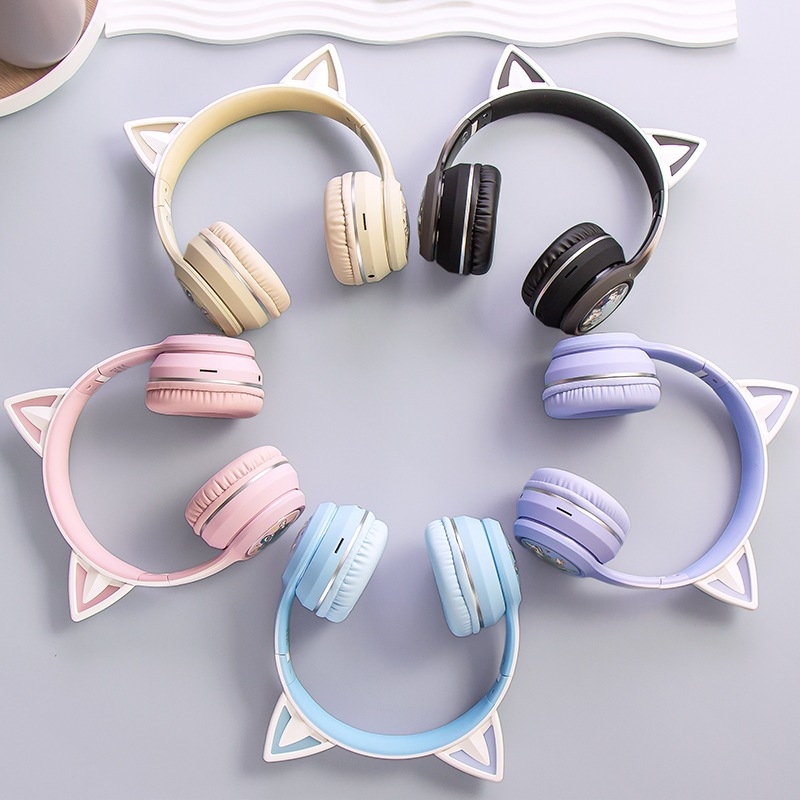 Bluetooth slušalice s mačjim ušima, podrška za memorijsku karticu, domet 15 m, Bluetooth 5.4, pulsirajuće svjetlo, trajanje baterije više od 8 sati