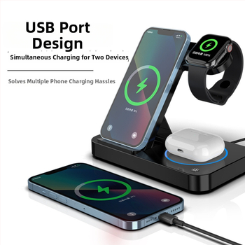 4-in-1 skladací bezdrôtový nabíjač pre Apple zariadenia, QC3.0, 15W výstup, 20W celkový výkon, bez magnetického nabíjania
