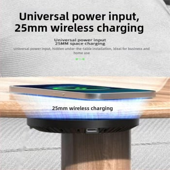 Kruhový skrytý bezdrôtový nabíjač pre mobilné telefóny, QC3.0, výstup 10W, 1.67A, CE/FCC/ROHS certifikovaný