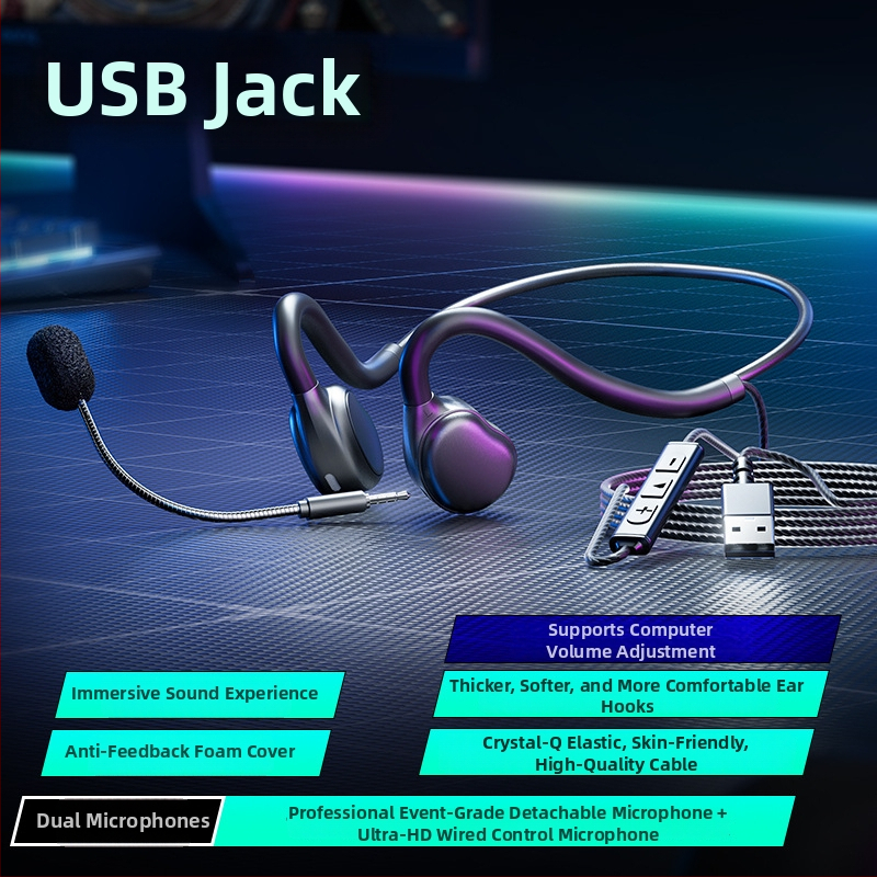 Drôtový headset pre živé vysielanie s mikrofónom s potlačením šumu, pre PC/desktop/notebook, 3,5 mm konektor, 2 m kábel, všetko v jednom